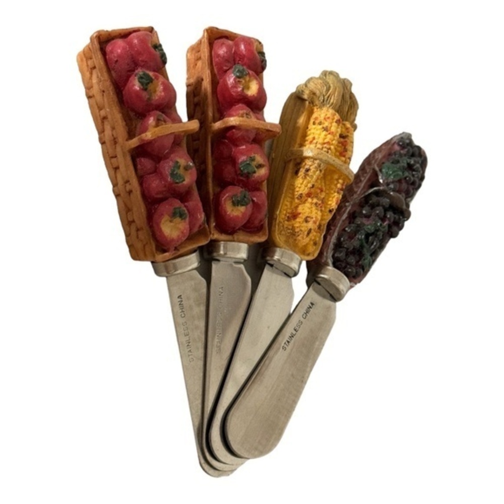 Boston Warehouse Cheese Spreaders Set of 4 Stainless China Knife Charcuterie